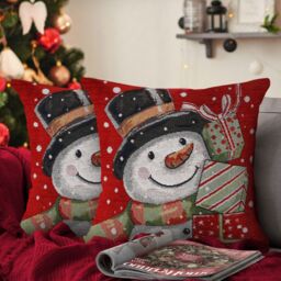 Velosso Snowman Presents Filled Christmas Cushion - Size: 43 cm x 43 cm - thumbnail 1