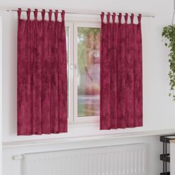 Berkfield Home Velvet Curtains 2 pcs with Eyelets Wine Red 175x140 cm