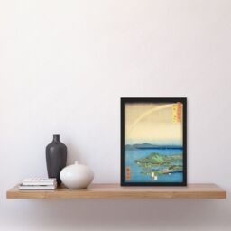 Artery8 A Fine Evening on the Coast, Tsushima Province Tsushima Province Utagawa Hiroshige Japan Woodblock Artwork Framed Wall Art Print A4 in Black - thumbnail 2
