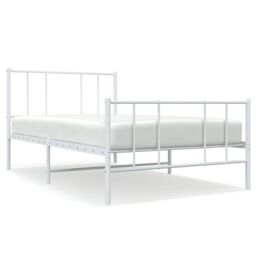 Berkfield Home Metal Bed Frame with Headboard & Footboard White 100x200 cm - thumbnail 2