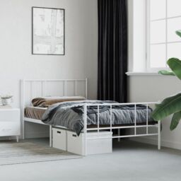 Berkfield Home Metal Bed Frame with Headboard & Footboard White 100x200 cm - thumbnail 4