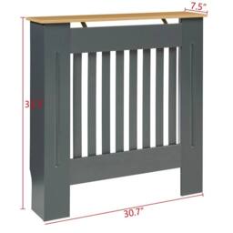 SPETLEK Modern Radiator Cover Wall Cabinet MDF Slats, Grey with Wood Top, S - thumbnail 2