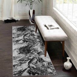 Desire Rugs Serenity Modern Abstract Area Rug - Flowing Water-Inspired Design for Living Room, Bedroom, Hallway in Black - Size: 60 cm x 220 cm - thumbnail 5