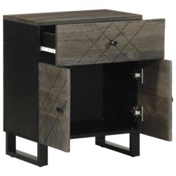 Berkfield Home Bedside Cabinet Black 50x33x60 cm Solid Wood Mango - Size: 50 x 33 x 60 cm - thumbnail 2