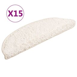 Berkfield Home Carpet Stair Treads 15 pcs White 56x17x3 cm - Size: Medium - thumbnail 2