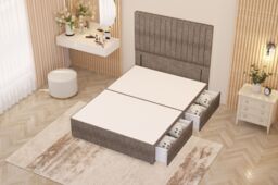 "Somnior Eleanor Tweed 2 Drawer Divan Bed Set with Pillowtop & 54"" Headboard in Brown - Size: King" - thumbnail 5