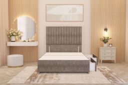 "Somnior Eleanor Tweed 2 Drawer Divan Bed Set with Pillowtop & 54"" Headboard in Brown - Size: King" - thumbnail 3