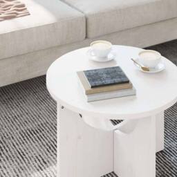 Berkfield Home Coffee Table White 50 x 50 x 35 cm Solid pine wood - thumbnail 5