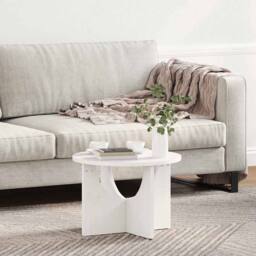 Berkfield Home Coffee Table White 50 x 50 x 35 cm Solid pine wood - thumbnail 4