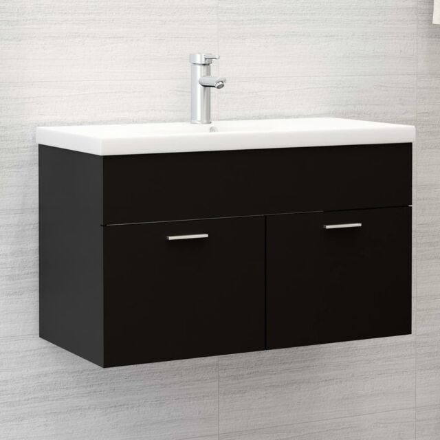 Berkfield Home Sink Cabinet with Built-in Basin Black Engineered Wood - image 1