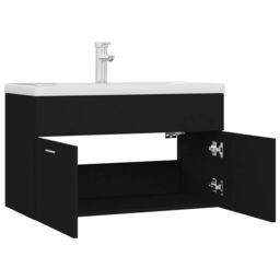 Berkfield Home Sink Cabinet with Built-in Basin Black Engineered Wood - thumbnail 5