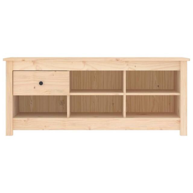 Berkfield Home Shoe Cabinet 110x38x45.5 cm Solid Wood Pine in Light Brown - image 1