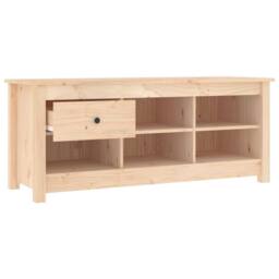 Berkfield Home Shoe Cabinet 110x38x45.5 cm Solid Wood Pine in Light Brown - thumbnail 4