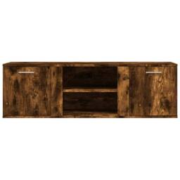 Berkfield Home TV Cabinet Smoked Oak 120x34x37 cm Engineered Wood in Brown - Size: 120 x 34 x 37 cm - thumbnail 4