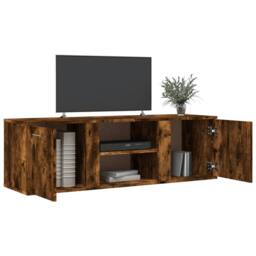 Berkfield Home TV Cabinet Smoked Oak 120x34x37 cm Engineered Wood in Brown - Size: 120 x 34 x 37 cm - thumbnail 3