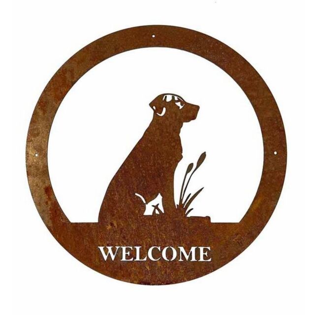 Poppyforge Labrador Welcome Wall Art - Small - Steel - W29.5 x H29.5 cm - BM/RtR in Brown - image 1