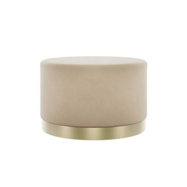 Lemon Pavilion Furniture Lara Large Pouffe - L60.5 x W60.5 x H35.5 cm - Beige/Gold Brushed in Beige - Size: 1 Pack - image 1