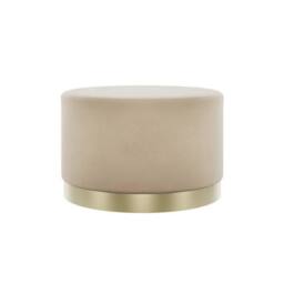 Lemon Pavilion Furniture Lara Large Pouffe - L60.5 x W60.5 x H35.5 cm - Beige/Gold Brushed in Beige - Size: 1 Pack - thumbnail 1