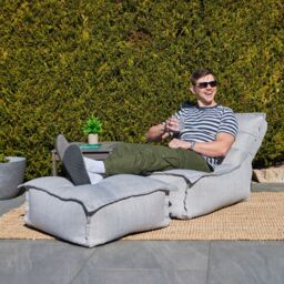 icon Dolce Indoor Outdoor Bean Bag Lounger & Footstool Grey Patio Chairs in Light Grey - thumbnail 2