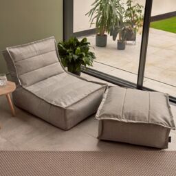 icon Dolce Indoor Outdoor Bean Bag Lounger & Footstool Grey Patio Chairs in Light Grey - thumbnail 5
