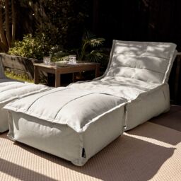 icon Dolce Indoor Outdoor Bean Bag Lounger & Footstool Grey Patio Chairs in Light Grey - thumbnail 3