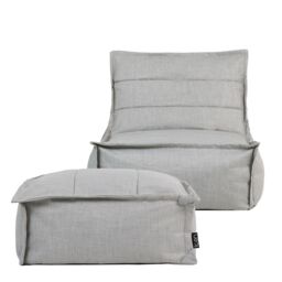 icon Dolce Indoor Outdoor Bean Bag Lounger & Footstool Grey Patio Chairs in Light Grey - thumbnail 4