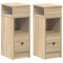Berkfield Home Bedside Cabinets 2 pcs with Drawer Sonoma Oak 25x31x66 cm in Light Brown - Size: 25 x 31 x 66 cm - thumbnail 1