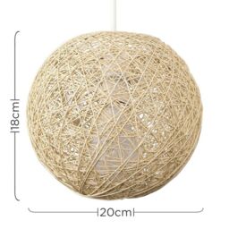 ValueLights Bjorn Small Ratten Wicker Cream Ceiling Pendant Shade - thumbnail 5