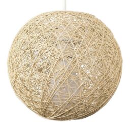 ValueLights Bjorn Small Ratten Wicker Cream Ceiling Pendant Shade - thumbnail 1