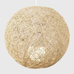 ValueLights Bjorn Small Ratten Wicker Cream Ceiling Pendant Shade - thumbnail 3