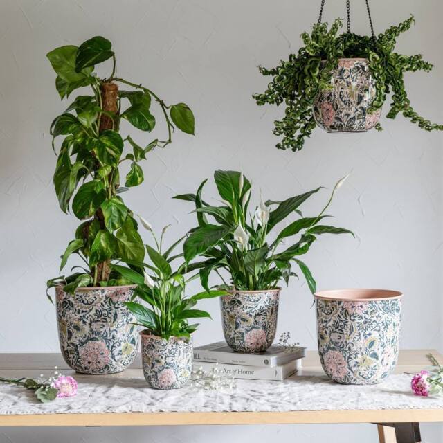 Ivyline Maisie Vintage Pattern Blush Metal Plant Pot Set of 2 - image 1