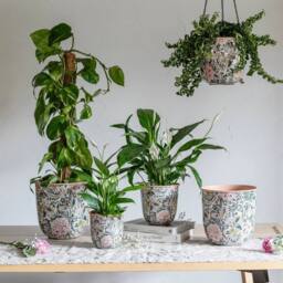 Ivyline Maisie Vintage Pattern Blush Metal Plant Pot Set of 2 - thumbnail 5