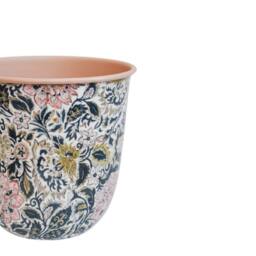 Ivyline Maisie Vintage Pattern Blush Metal Plant Pot Set of 2 - thumbnail 3