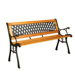 Samuel Alexander 2 Seater Outdoor Wooden Cast Iron with Lattice Design Garden Patio Bench in Brown - thumbnail 8