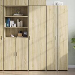 Berkfield Home Highboard Sonoma Oak 50x42.5x185 cm Engineered Wood in Brown - thumbnail 1
