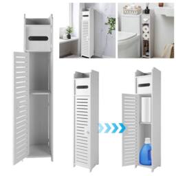 Nordara White Tall Narrow Bathroom Storage Cabinet for Small Spaces, Shelves - Size: 15 cm - thumbnail 1