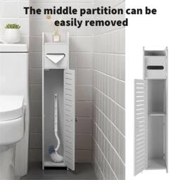 Nordara White Tall Narrow Bathroom Storage Cabinet for Small Spaces, Shelves - Size: 15 cm - thumbnail 4