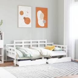 Berkfield Home Daybed with Drawers without Mattress White 90x200 cm Solid Wood - thumbnail 2
