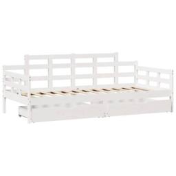 Berkfield Home Daybed with Drawers without Mattress White 90x200 cm Solid Wood - thumbnail 3