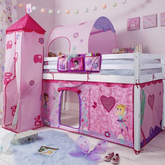 Nöa and Nani Moro Cabin Bed Midsleeper with Fairies Package in White - Size: Single - image 1