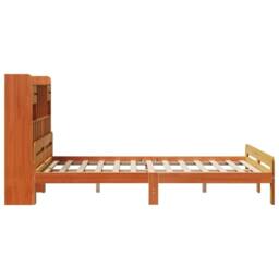 Berkfield Home Bookcase Bed without Mattress Wax Brown 160x200cm Solid Wood Pine - Size: 160x200 cm - thumbnail 5