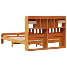 Berkfield Home Bookcase Bed without Mattress Wax Brown 160x200cm Solid Wood Pine - Size: 160x200 cm - thumbnail 6
