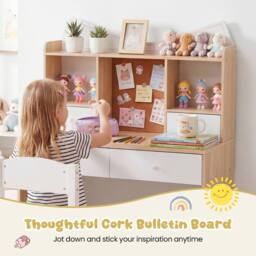 Costway Kids Study Desk & Chair Set Wooden Writing Table w/ Chair & 4 Drawers in Natural - thumbnail 7