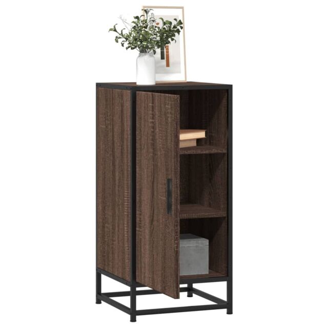 Berkfield Home Sideboard Brown Oak 35.5x35x76 cm Engineered Wood & Metal - image 1