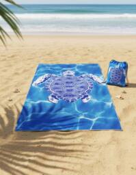 LARANGE Beach Towel with Bag Microfiber Double-Sided 180 X 90 in Blue - thumbnail 3