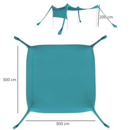 OUTSUNNY Beach Tent Shelter with A Detachable Sidewall, 3 x 3(m), Sky Blue - thumbnail 3