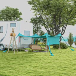 OUTSUNNY Beach Tent Shelter with A Detachable Sidewall, 3 x 3(m), Sky Blue - thumbnail 1