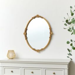 Melody Maison Oval Gold Ornate Wall Mirror 70cm X 56cm - Size: 70 cm X 56 cm - thumbnail 2