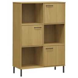 Berkfield Home Bookcase with Metal Legs Brown 90x35x128.5 cm Solid Wood OSLO - thumbnail 2