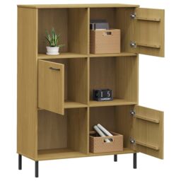 Berkfield Home Bookcase with Metal Legs Brown 90x35x128.5 cm Solid Wood OSLO - thumbnail 3